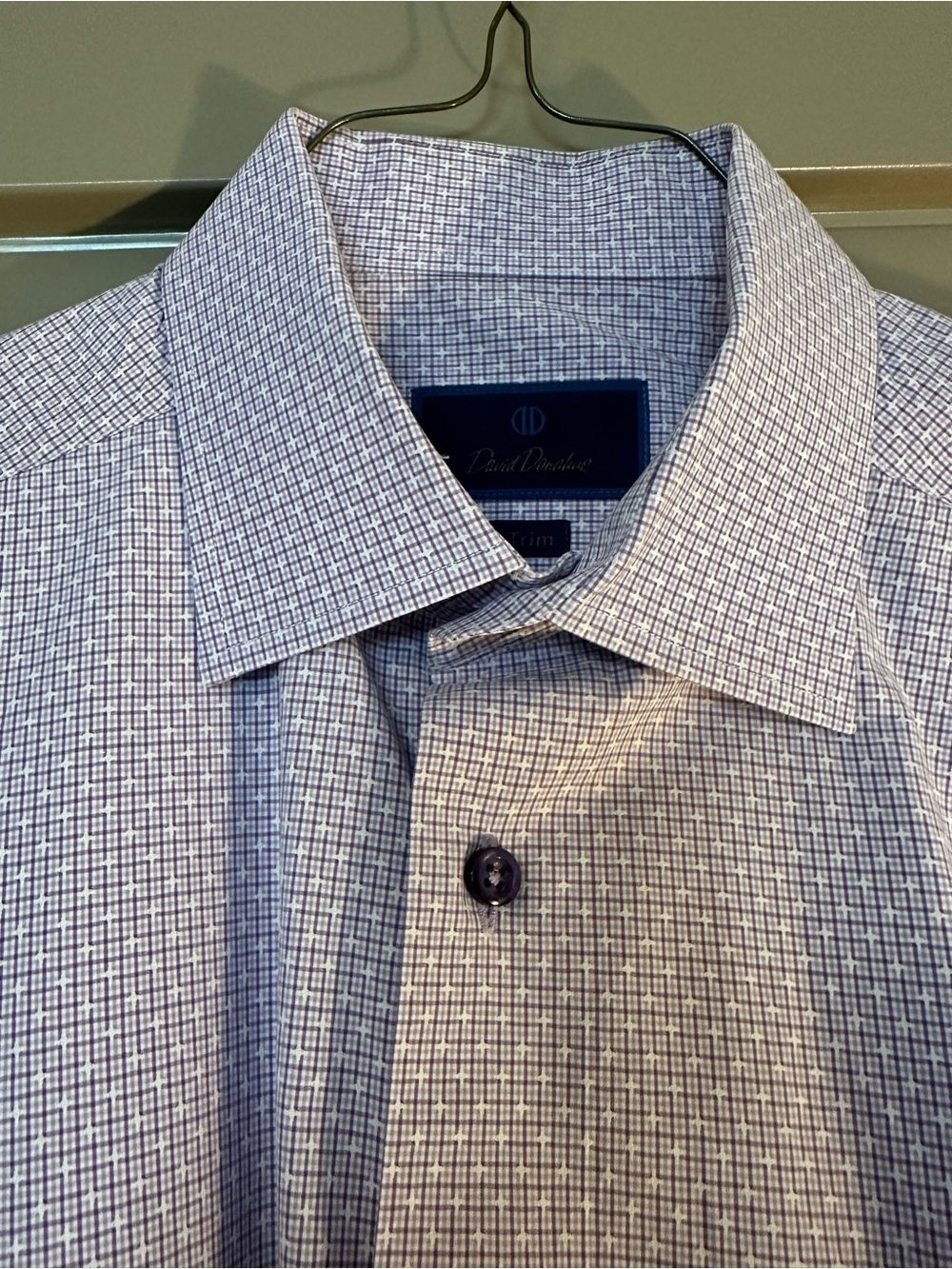 Classic Lavender Check Men's Dress Shirt